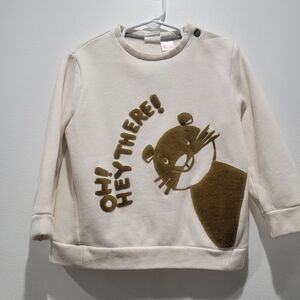 Zara Kids Cream and Brown Graphic Sweatshirt Sz 2-3Y